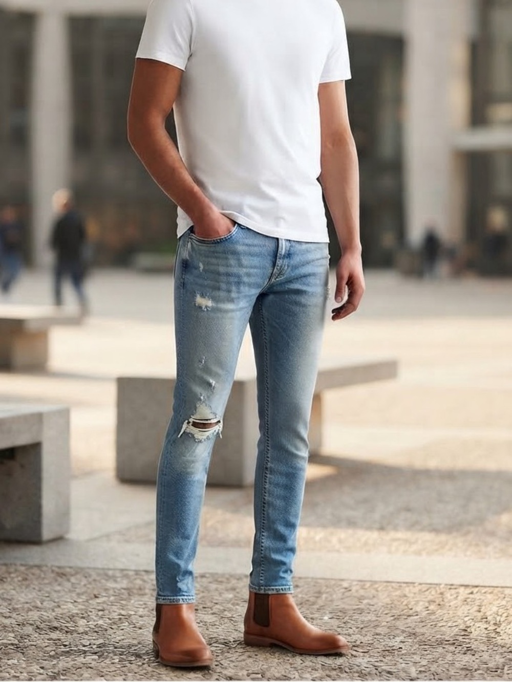 Hudson Zack Light Blue Distressed men’s skinny Jeans size 30